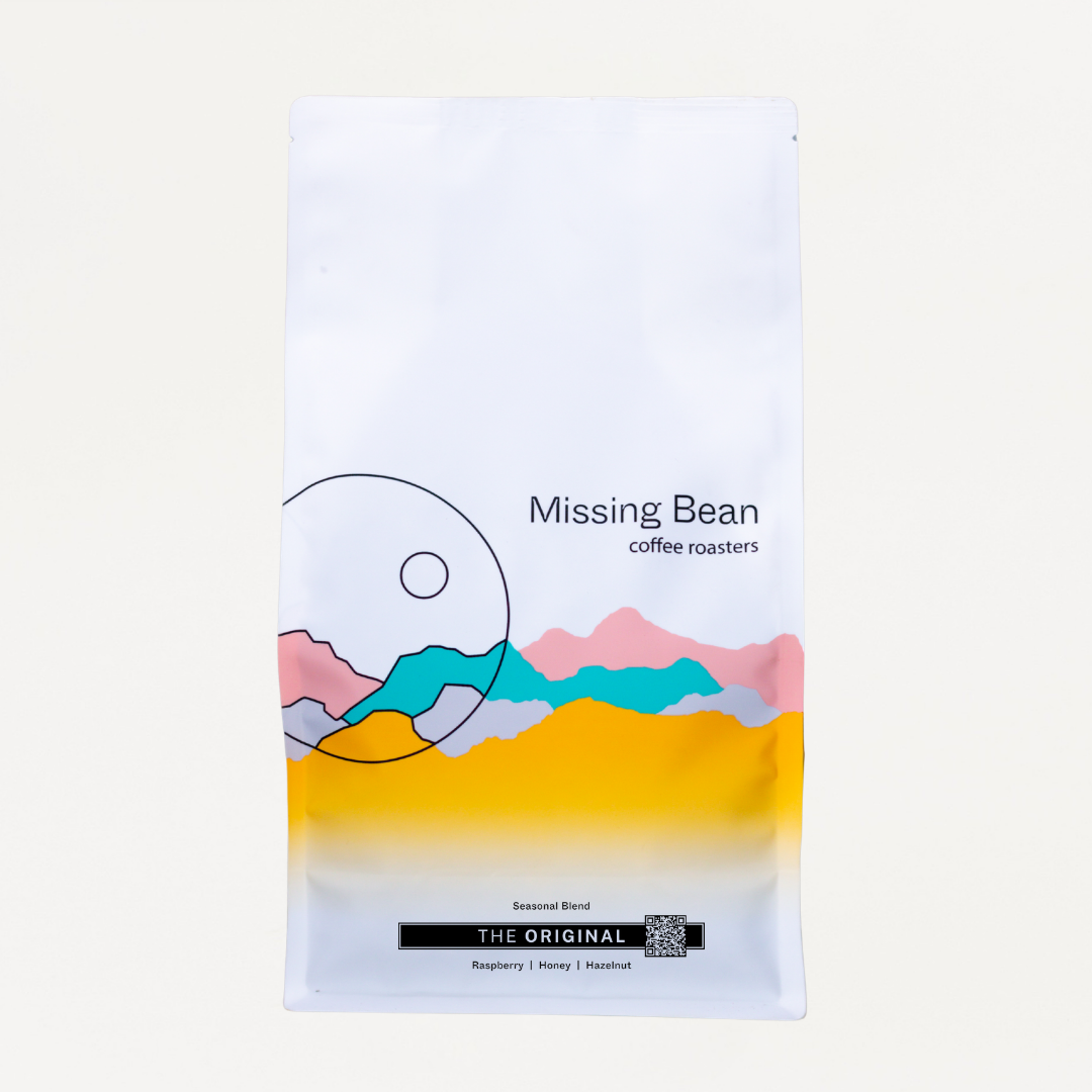 1kg bag of Missing Bean's The Original coffee blend.